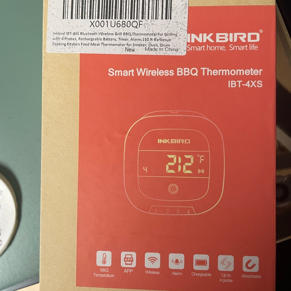 Red BBQ Grilling Thermometer for Kitchen
